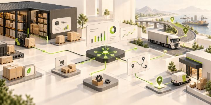 Odoo AI for faster logistics decisions Odoo AI logistics network connecting warehouse, fleet, inventory and operational analytics