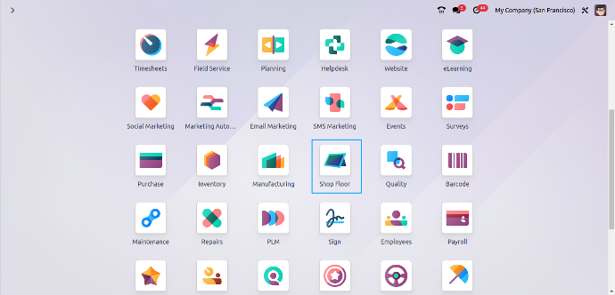 Odoo 17 Shop Floor